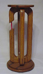 Red Post Pedestal made of oak and purpleheart.  33" tall 13" dia top.  $1,395.