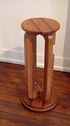 Red Post Pedestal made of oak and purpleheart.  33" tall 13" dia top.  $1,395.